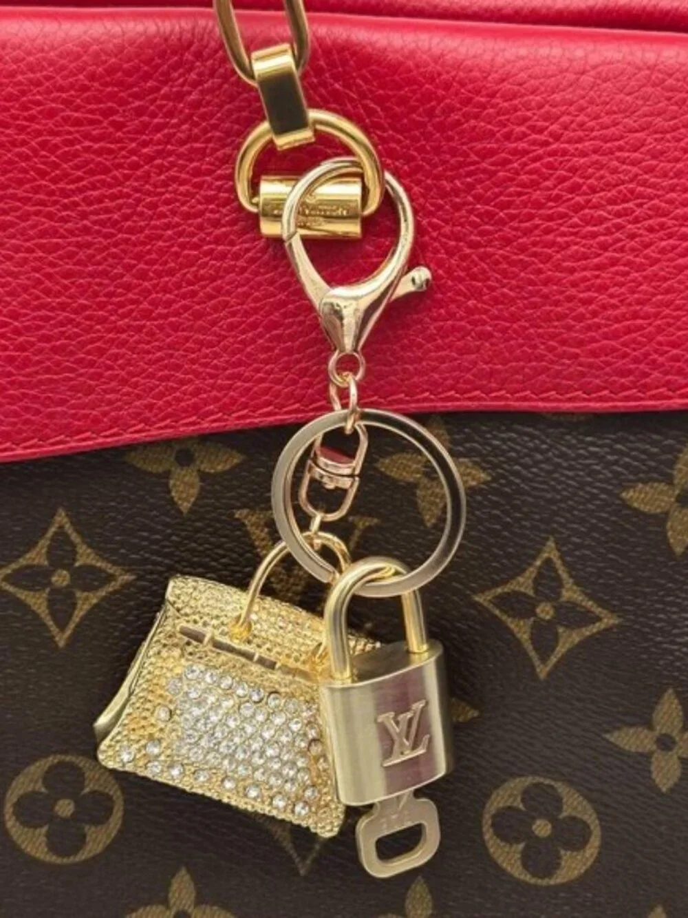 Louis Vuitton Gold Padlock 🔒 Key Set Authentic LV w/ Unbranded Bag Keychain